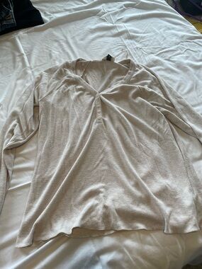 Universal Thread Cream Ribbed Henley Pullover